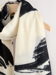 Black White Floral Print Midweight Scarf - Image 5 of 6