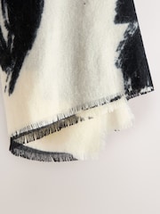 Black White Floral Print Midweight Scarf - Image 6 of 6