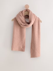 Pink Ribbed Knit Scarf - Image 4 of 6