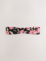 Black Floral Print Knot Headband - Image 1 of 3