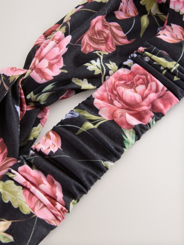 Black Floral Print Knot Headband - Image 3 of 3