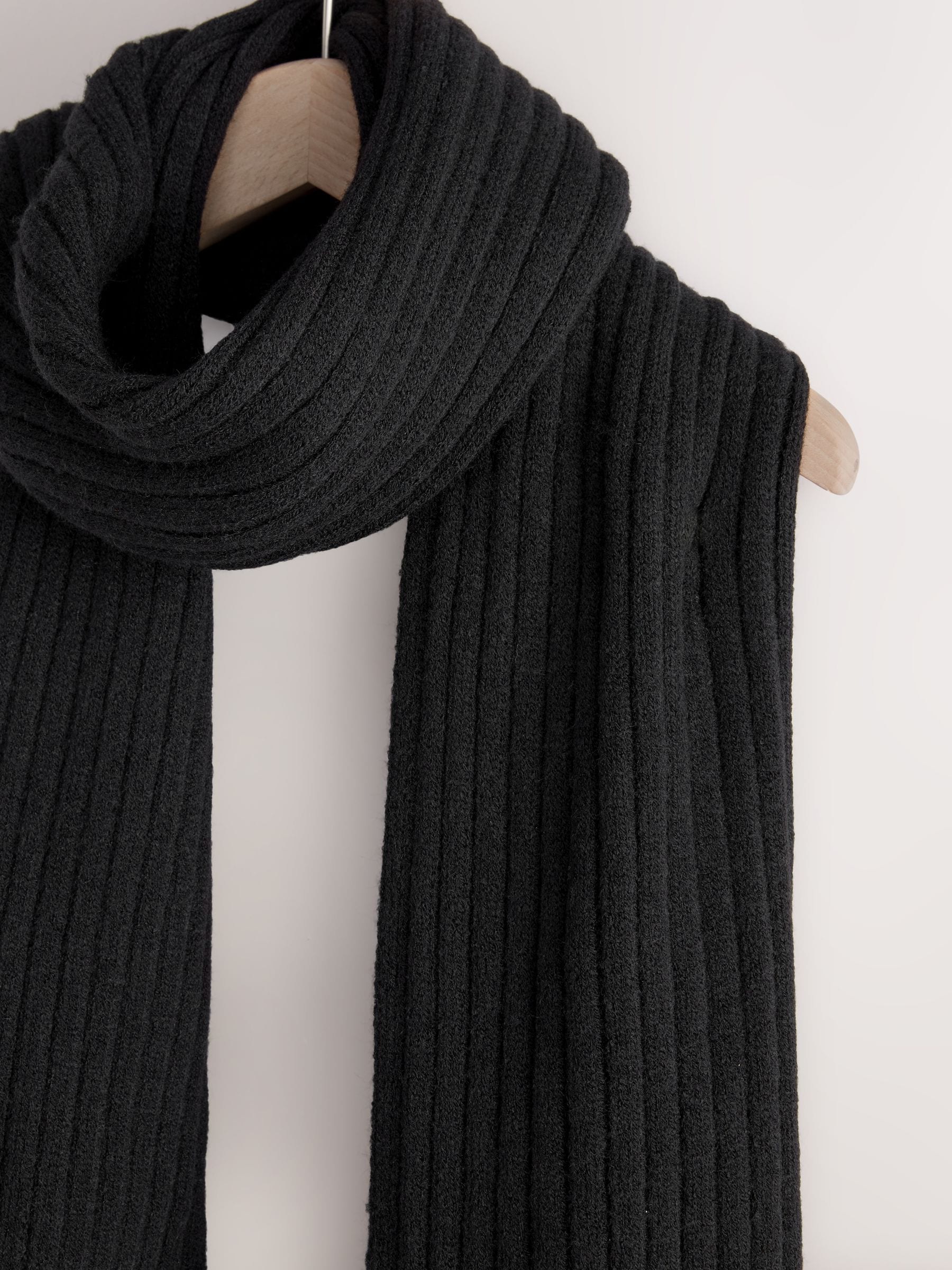 Buy Black Ribbed Knit Scarf from Next USA