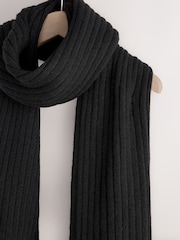 Black Ribbed Knit Scarf - Image 4 of 5