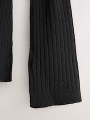 Black Ribbed Knit Scarf - Image 5 of 5