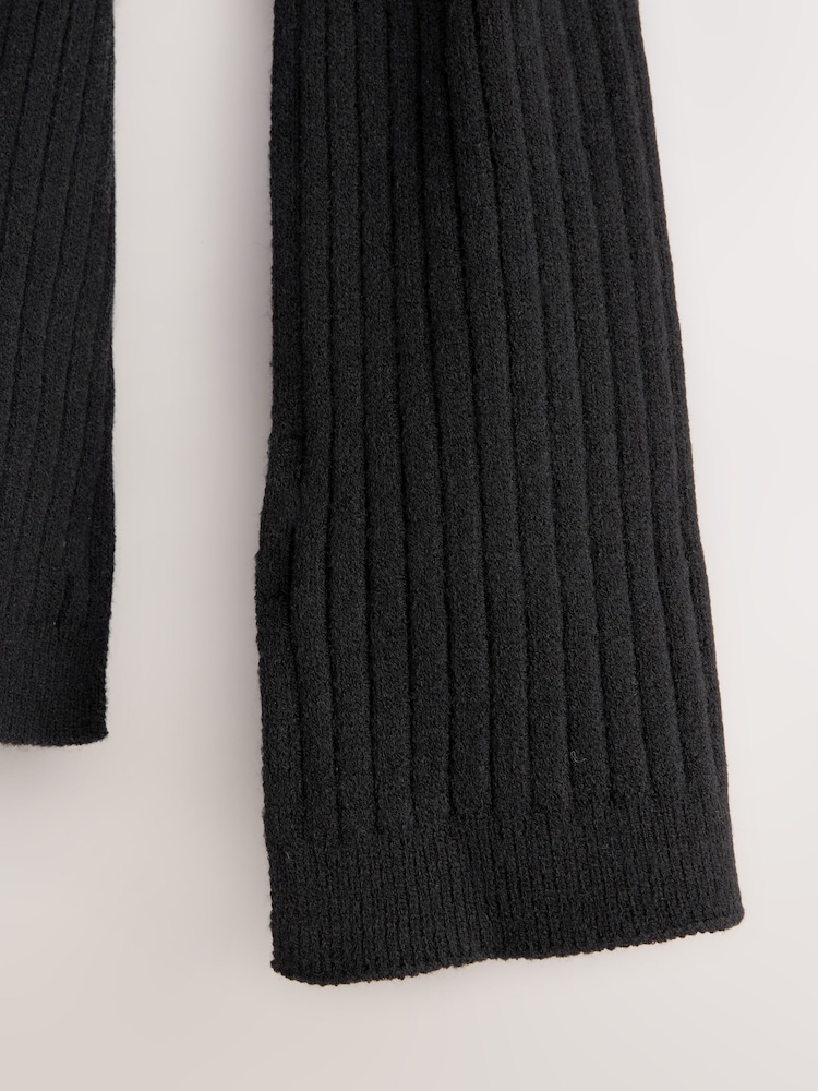 Black Ribbed Knit Scarf - Image 5 of 5