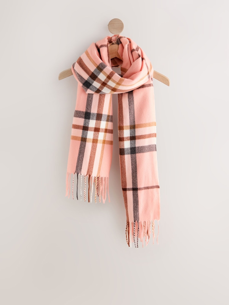 Pink Check Midweight Scarf - Image 1 of 3