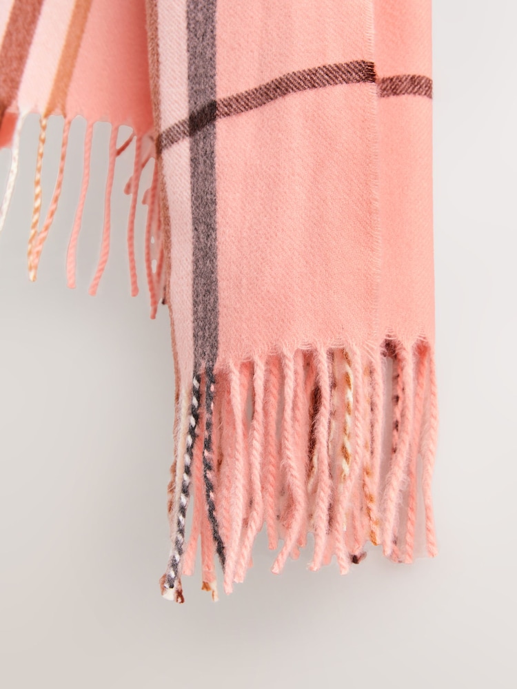 Pink Check Midweight Scarf - Image 3 of 3