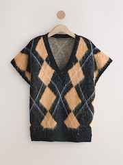 Argyle - Blusa de malha com ombros caídos - Imagem 1 de 3