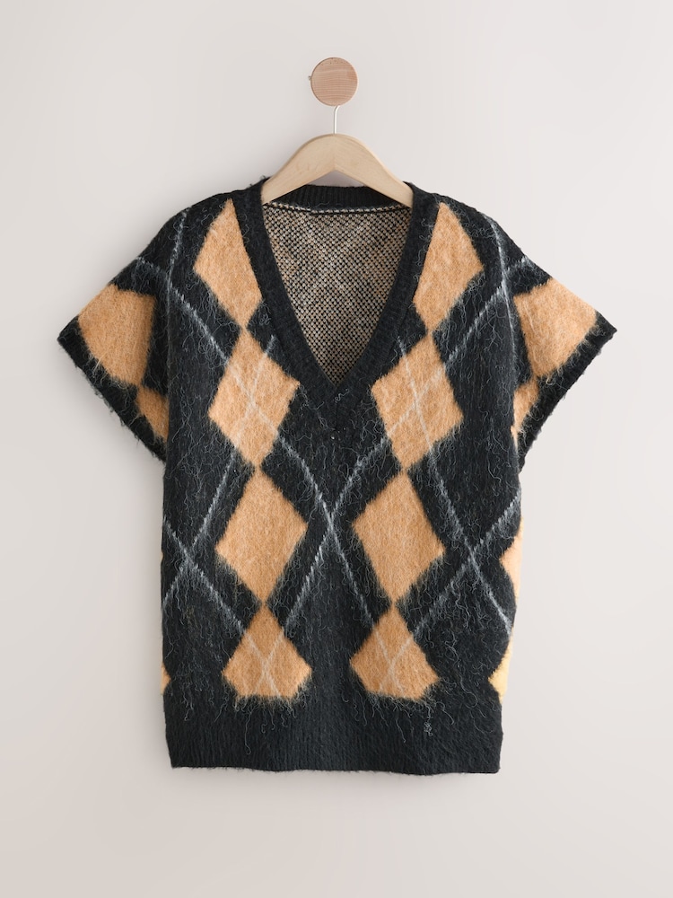 Argyle - Blusa de malha com ombros caídos - Imagem 1 de 3