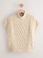 Ecru Cable Knit Tabard Cover-Up - Image 1 of 4