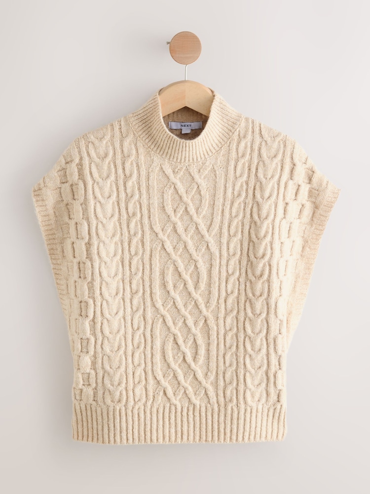 Ecru Cable Knit Tabard Cover-Up - Image 1 of 4