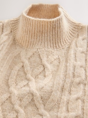 Ecru Cable Knit Tabard Cover-Up - Image 2 of 4
