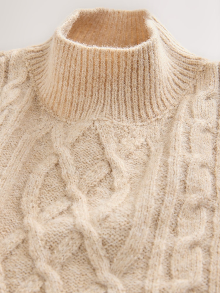 Ecru Cable Knit Tabard Cover-Up - Image 2 of 4