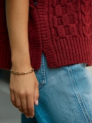 Red Cable Knit Tabard Cover-Up - Image 5 of 9