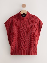 Red Cable Knit Tabard Cover-Up - Image 6 of 9