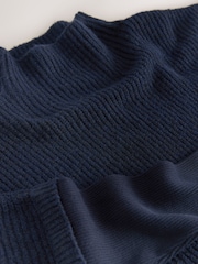 Navy Ribbed Mock Layer Poncho - Image 2 of 3