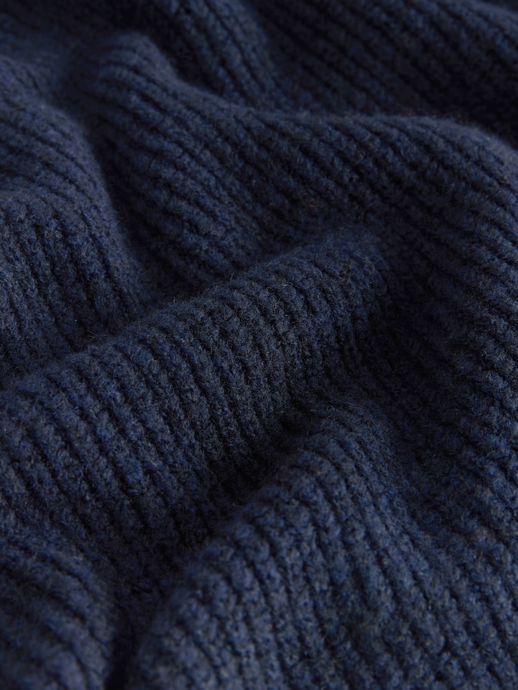 Navy Ribbed Mock Layer Poncho - Image 3 of 3
