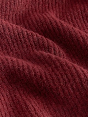 Berry Red Ribbed Mock Layer Poncho - Image 8 of 9