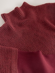 Berry Red Ribbed Mock Layer Poncho - Image 9 of 9