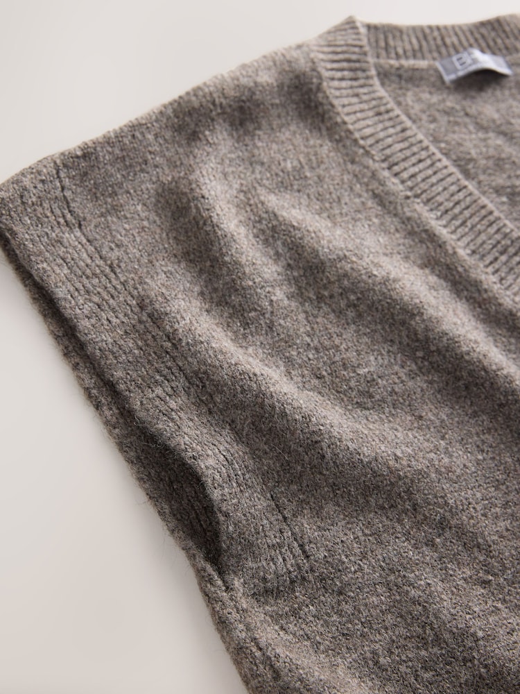 Mink Brown Drop Shoulder Knitted Tank Cover-Up - Image 3 of 3