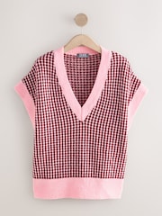 Houndstooth Drop Shoulder Knitted Tank Cover-Up - Image 1 of 3