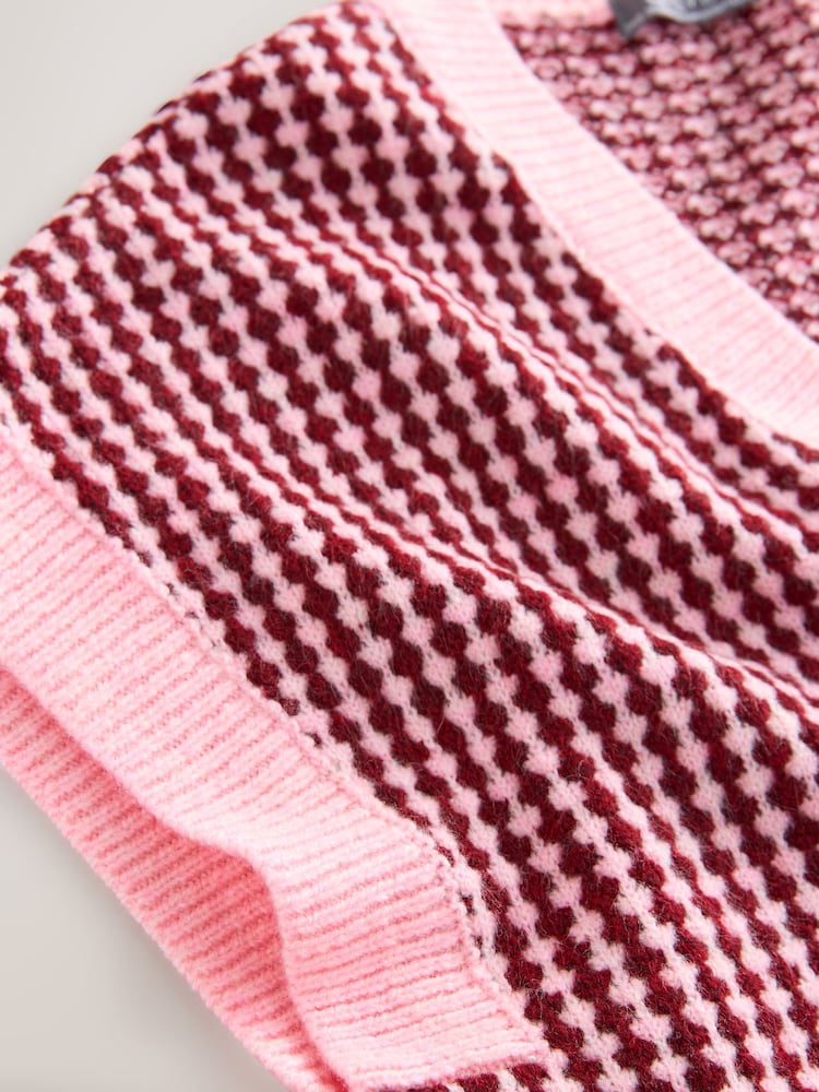 Houndstooth Drop Shoulder Knitted Tank Cover-Up - Image 3 of 3