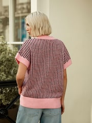 Houndstooth Drop Shoulder Knitted Tank Cover-Up - Image 4 of 8