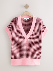 Houndstooth Drop Shoulder Knitted Tank Cover-Up - Image 6 of 8