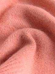Coral Pink Twist Back Knitted Poncho - Image 9 of 9