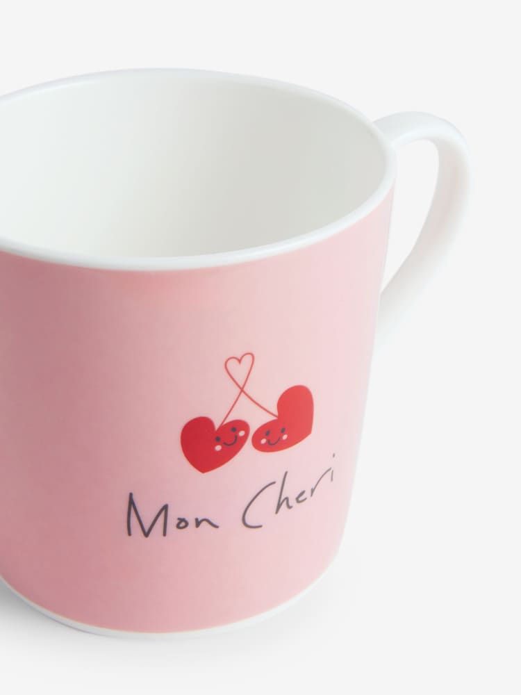 Pink Cherry Heart Print Mug - Image 4 of 4 Pink Cherry Heart Print Mug - Image 4 of 4