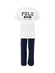 Polo Ralph Lauren Blue 100% Cotton T-Shirt and Shorts Pyjamas Set - Image 1 of 6