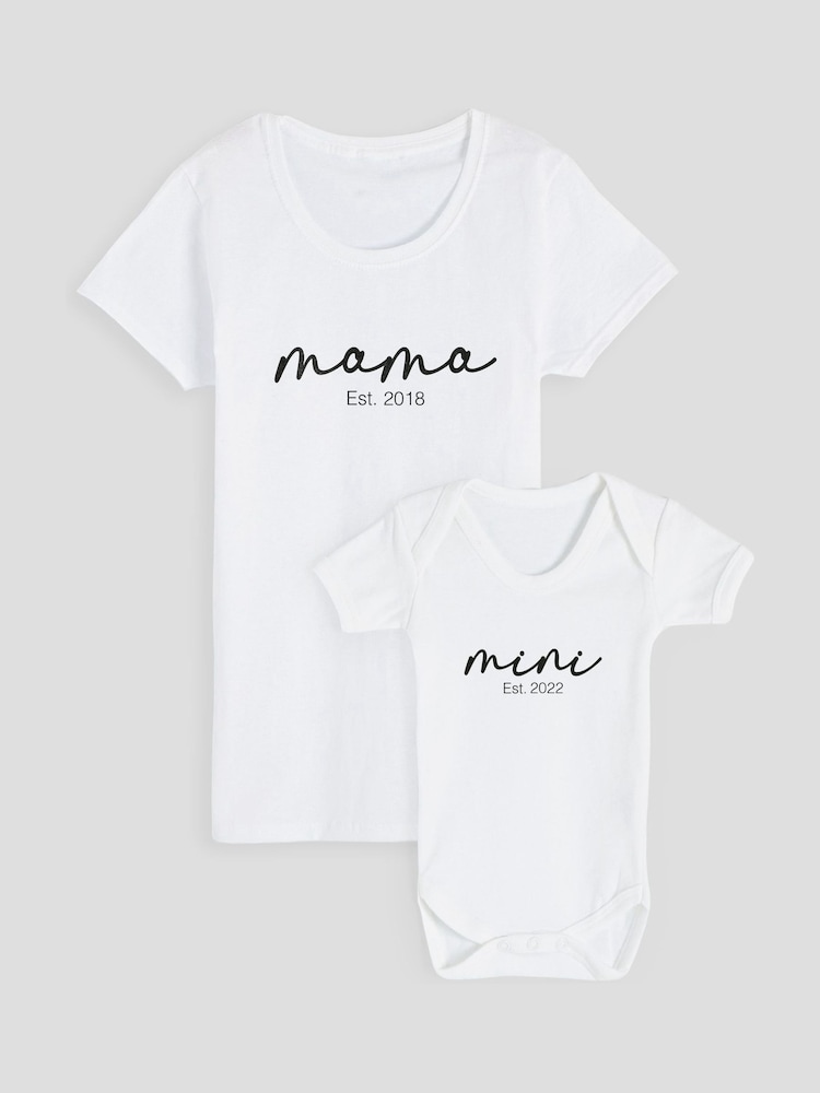 Personalised Mama Est 100% Cotton T-Shirt by Stitch Style - Image 1 of 6