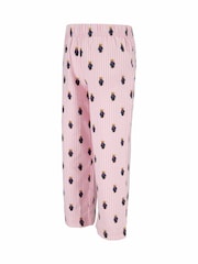 Polo Ralph Lauren Pink Long Sleeve Bear Print 100% Cotton Pyjama Top and Bottom Set - Image 5 of 6