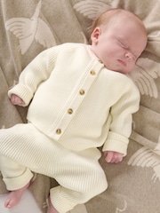 Conjunto de leggings y cárdigan de punto de algodón 100 % de Mamas & Papas - Imagen 2 de 5