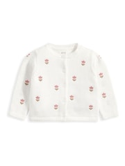 Mamas & Papas Embroidered Knit 100% Cotton White Cardigan - Image 4 of 4