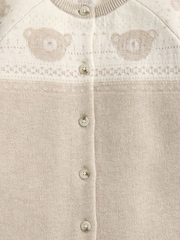 Mamas & Papas Teddy Bear Knitted 100% Cotton Brown Romper - Image 3 of 3