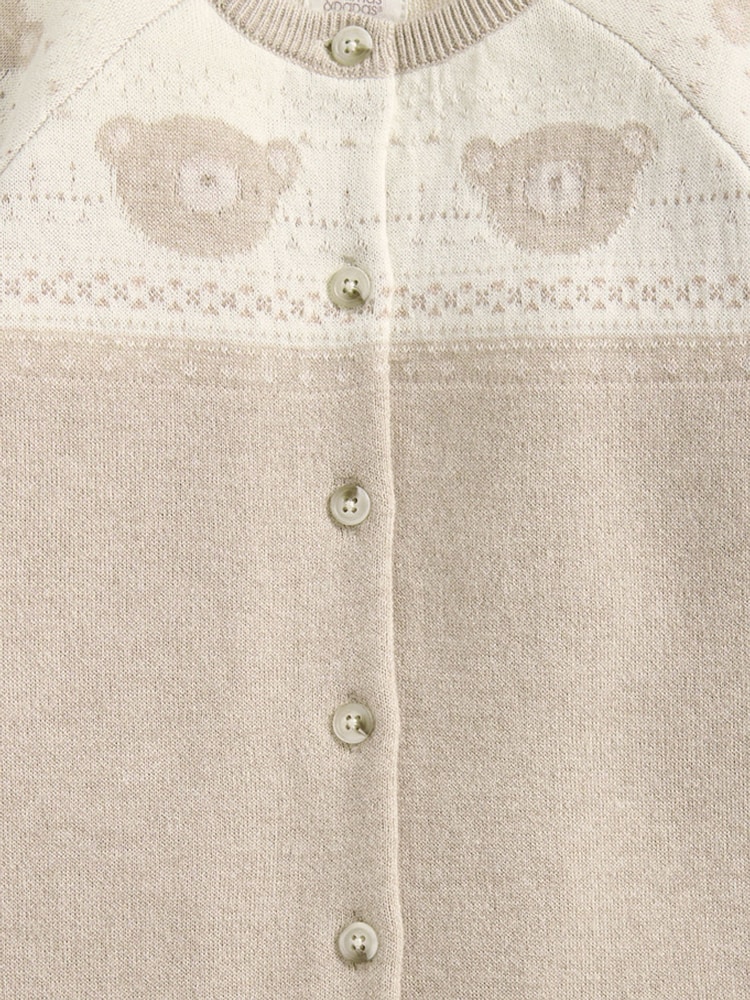 Mamas & Papas Teddy Bear Knitted 100% Cotton Brown Romper - Image 3 of 3