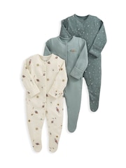 Mamas & Papas Blue Planets 100% Cotton Sleepsuits 3 Pack - Image 2 of 3