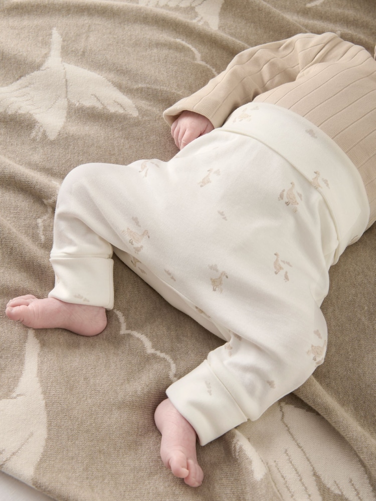 Mamas & Papas Duckling 100% Cotton Brown Bodysuit, Leggings & Hat Outfit Set - Image 8 of 8