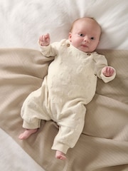 Mamas & Papas Teddy Bear Textured 100% Cotton Brown Dungaree & Bodysuit Set - Imagen 1 de 7