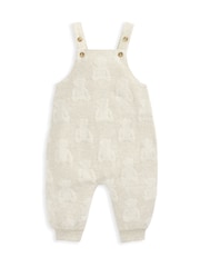 Mamas & Papas Teddy Bear Textured 100% Cotton Brown Dungaree & Bodysuit Set - Imagen 7 de 7