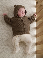 Mamas & Papas Teddy Bear Print 100% Cotton Brown Sleepsuit - Image 1 of 6