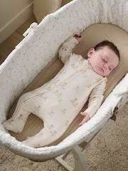 Mamas & Papas Teddy Bear Print 100% Cotton Brown Sleepsuit - Image 2 of 6