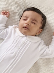 Mamas & Papas 100% Cotton Velour White Sleepsuit - Imagen 2 de 6