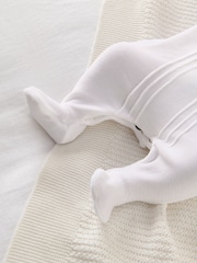 Mamas & Papas 100% Cotton Velour White Sleepsuit - Imagen 4 de 6