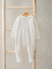 Mamas & Papas 100% Cotton Velour White Sleepsuit - Imagen 5 de 6