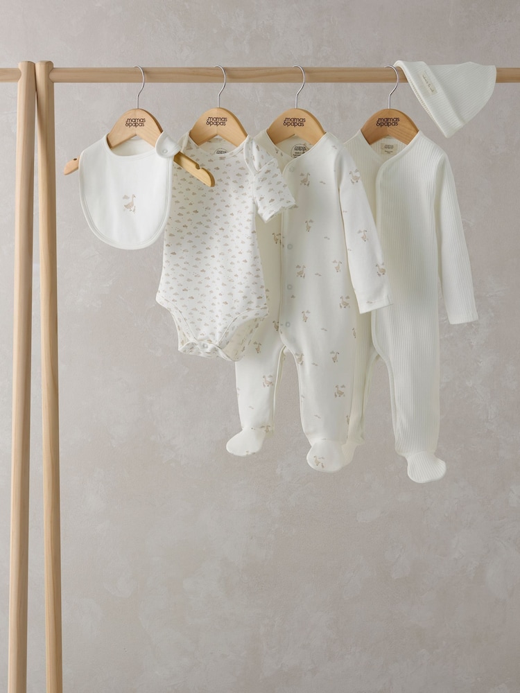 Mamas & Papas Duckling White Outfit 5 Piece Set - Image 1 of 7