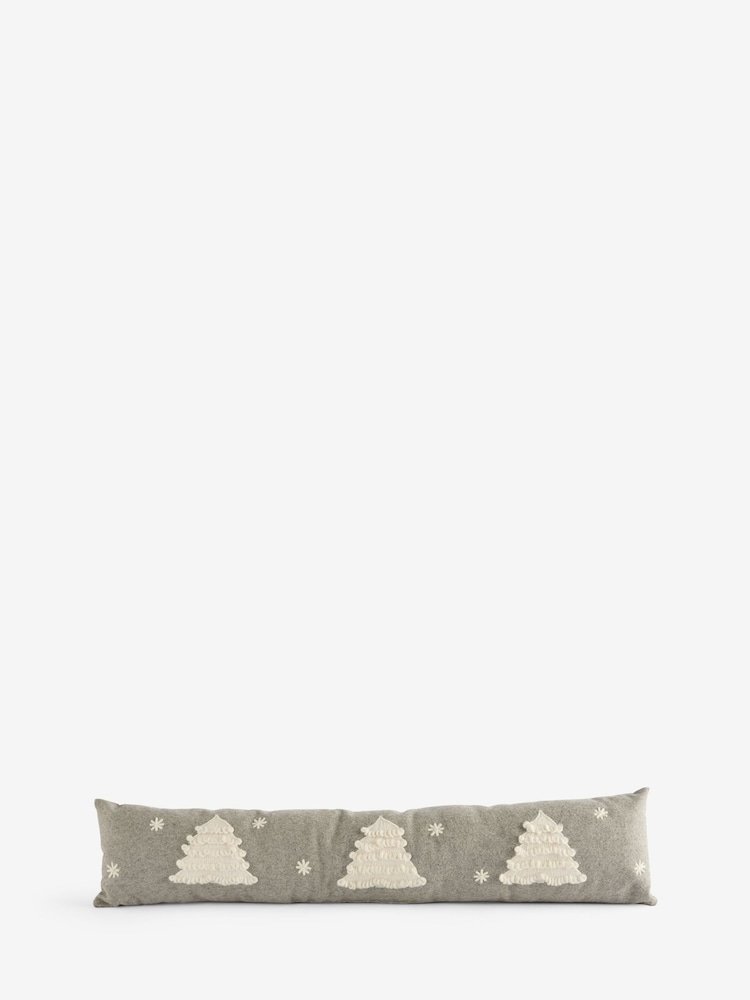 Grey Embroidered Christmas Tree Draught Excluder - Image 1 of 3 Grey Embroidered Christmas Tree Draught Excluder - Image 1 of 3