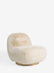 Oslo Faux Fur Light Natural Otis Swivel Accent Chair - Image 5 of 9