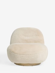 Oslo Faux Fur Light Natural Otis Swivel Accent Chair - Image 6 of 9